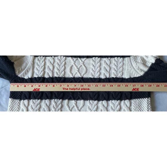 MNG Basics Woman Long Sleeve Pullover Sweater 100% Cotton Blue White Striped L - Picture 5 of 8